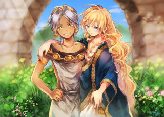 Anime characters field flowers grass - a field of flowers and grass free wallpaper