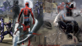 Superheroes aliens city street spider - a collage of images free wallpaper