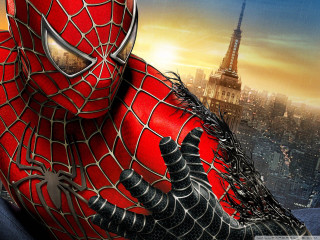 Spider man red suit city 3 - a spider man free wallpaper