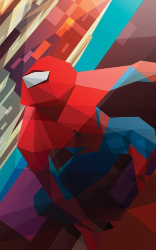 Spider man running city red - vector art free wallpaper for mobile