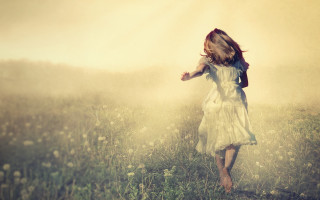 Girl field flowers arms outstretched - dirk crabeth free wallpaper for desktop