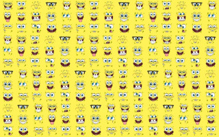 Yellow background faces eyes pattern 2 - carol bove free wallpaper