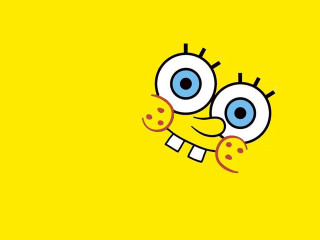 Yellow cartoon face happy eyes - a black outline free wallpaper