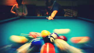Pool table man cue balls - free sports wallpaper for desktop