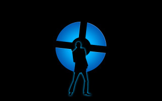 Person blue circle cross hologram - a blue circle free wallpaper for desktop