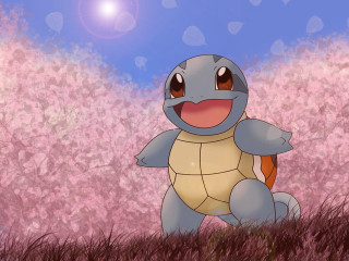 Cartoon turtle field flowers blue - pokemon free wallpaper