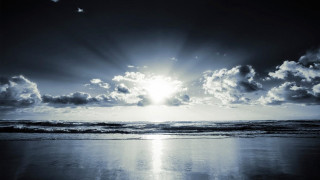 Sunshine clouds ocean beach waves - crepuscular free wallpaper for desktop