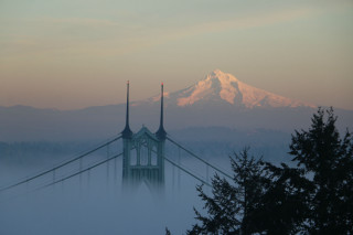 Mountain tower fog foreground view - volumetric fog free wallpaper