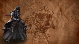 Man costume sword skull drawing - concept design art free wallpaper for desktop