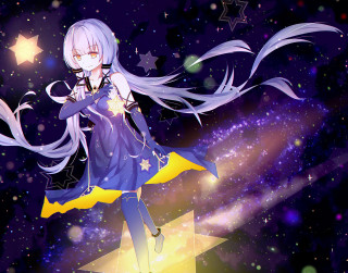 Girl star sky space hologram - a star in the background free wallpaper