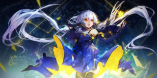 White hair blue eyes star - luminous free wallpaper