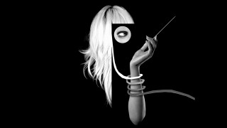 Woman strange face string cigarette - her hand and a cigarette free wallpaper