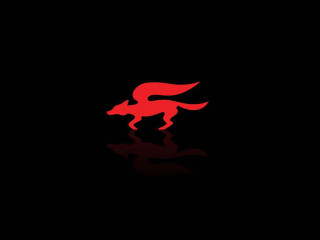 Red dog running black background - a reflection free wallpaper for desktop