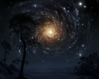 Spiral galaxy stars tree distant - a few star free wallpaper