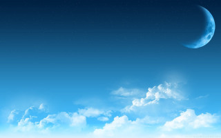 Blue sky half moon clouds - free airplane wallpaper for desktop