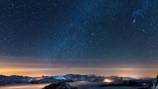 Night sky stars mountains bright 2 - a night sky free wallpaper