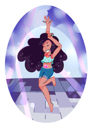 Cartoon girl dancing purple background - circular free wallpaper for mobile