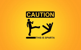 Yellow background caution sign sparta - sign free wallpaper for desktop