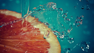 Grapefruit slice water splash blue - water free wallpaper for desktop