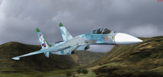 Fighter jet green hills clouds 2 - foto realistic free wallpaper