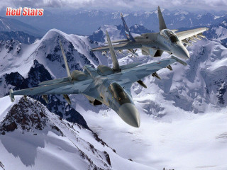 Jets flying mountain range snow - two jet free wallpaper