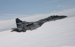 Fighter jet flying sky clouds 4 - aleksandr gerasimov free wallpaper