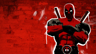 Deadpool two guns brick wall - pixel art free wallpaper