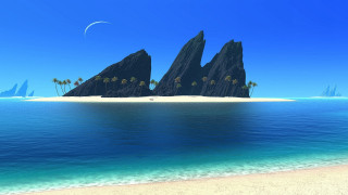 Beach rock formation ocean palm - the shore free wallpaper