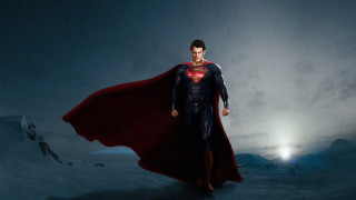 Man superman suit snow full - a full moon behind free wallpaper