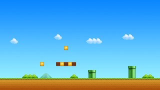 Platform game blue sky cloudy - 2 d game art free wallpaper