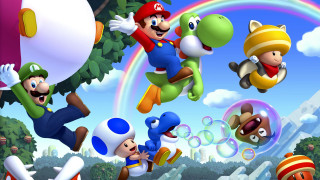 Mario luigi flying bubbles rainbows - the air free wallpaper