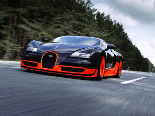 Bugatti driving road trees cloudy - panfuturism free wallpaper for desktop