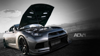 Car hood open dirt road - anamorphic free wallpaper