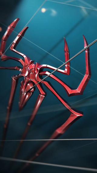 Red spider hanging wire blue - auto free wallpaper for mobile