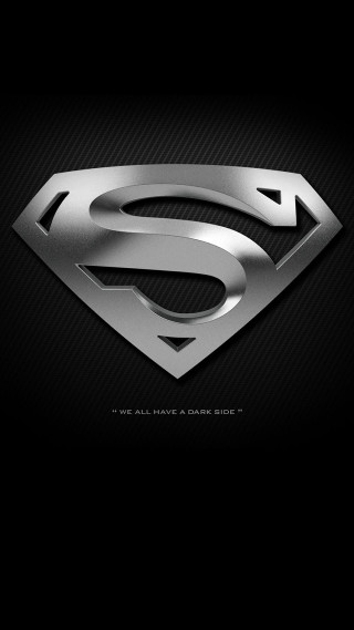 Superman logo black background silver 2 - side and the words free wallpaper for mobile