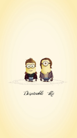 Two minions yellow background despicade - free minimalism wallpaper