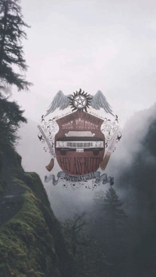 Logo crest mountain fog trees - foggy free wallpaper for mobile