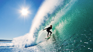 Surfboard riding ocean wave sunshine - a person riding free wallpaper for desktop