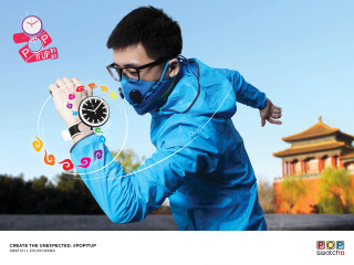 Man blue jacket mask clock - computer graphic free wallpaper