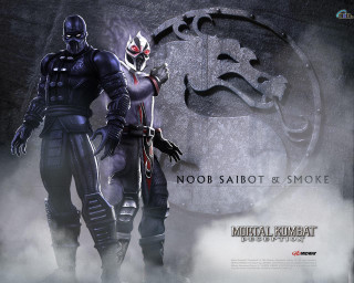 Ninja knight characters standing dark - two character free wallpaper