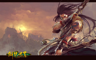 Man sword snake shoulder mountain - chris rahn free wallpaper