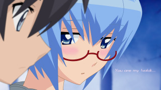 Anime blue hair glasses couple - their face free wallpaper for desktop