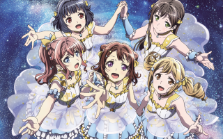 Girls dresses blue sky stars - a string free wallpaper