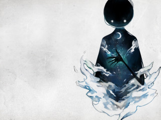 Man broom clouds moon stars - a broom free wallpaper