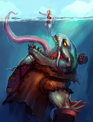 Woman ocean giant creature fantasy - a fish free wallpaper for mobile