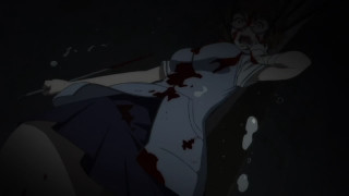 Woman bed blood knife hand - blood free wallpaper