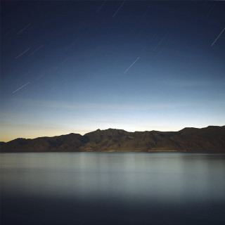 Lake mountain star trail night 2 - free sky wallpaper for tablet