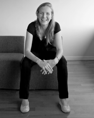 Woman smiling couch hands knees - christen dalsgaard free wallpaper