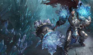 Armor ice crystals sword shield - a man in armor holding free wallpaper