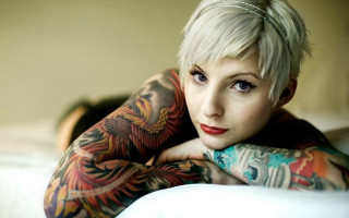 Woman tattoos bed arms crossed - christabel dennison free wallpaper for desktop